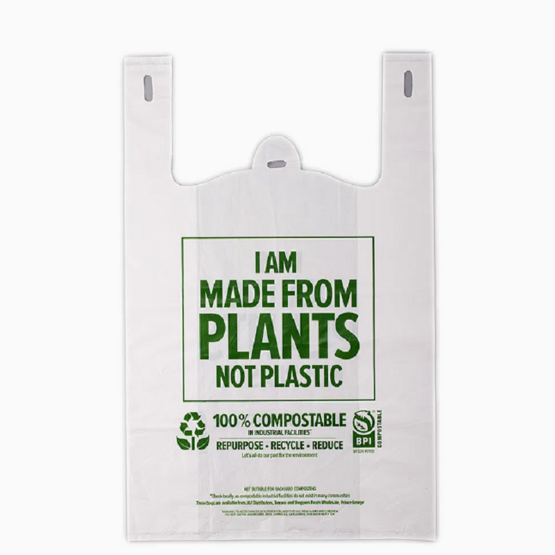 Fully Biodegradable T-shirt Thank you Bag Compostable Shopping Bag