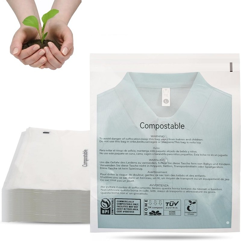 Compostable Clear Bags 12x15 Inch Resealable Clear T-Shirt Bags Garment Packaging Bags, Garment and 