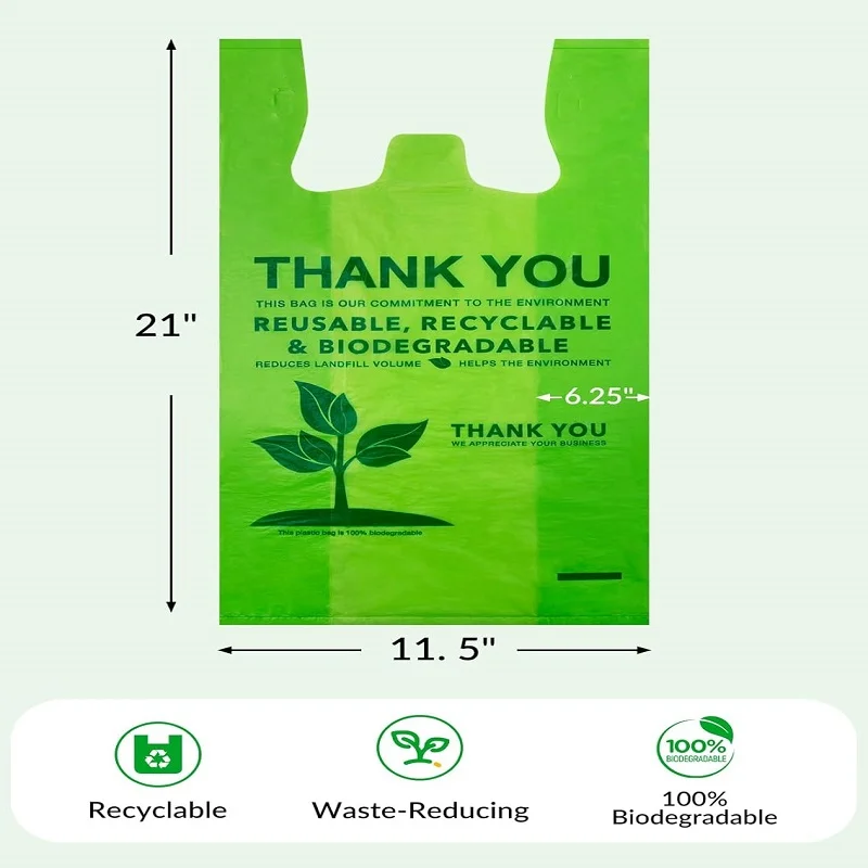 100% biodegradable thank you bag compostable, recyclable, eco friendly shopping t shirt bag 100% biodegradable thank you bag compostable, recyclable, eco friendly shopping t shirt bag