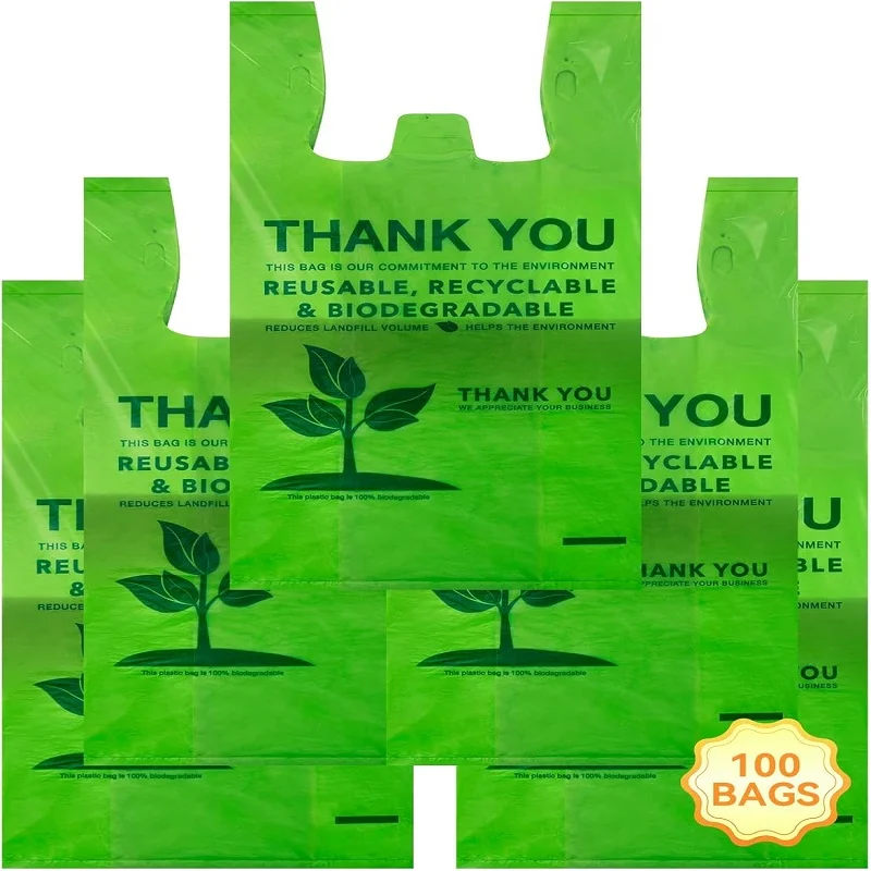 100% biodegradable thank you bag compostable, recyclable, eco friendly shopping t shirt bag 100% biodegradable thank you bag compostable, recyclable, eco friendly shopping t shirt bag